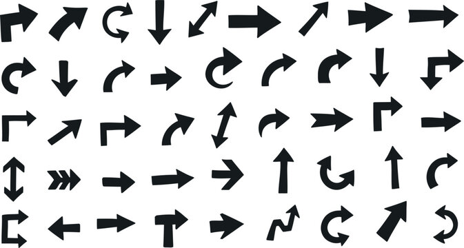 Arrows big black set icons. Arrow icon. Arrow vector collection. Arrow. Cursor. Collection different arrows sign. Modern simple arrows. Black arrow pointing to the right. Vector arrow illustration