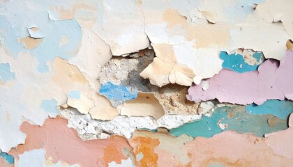 Obraz premium Faded paint revealing textures of an old wall with peeling layers