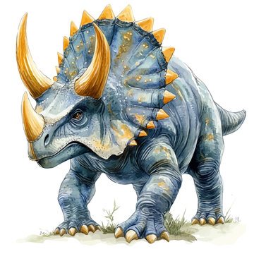 Protoceratops, watercolor vector, isolated on a white background.