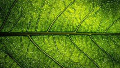 Intricate details of a leaf showcasing vibrant green textures