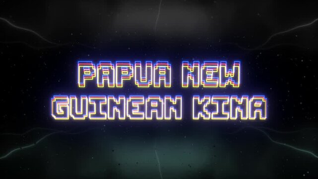 Papua New Guinean Kina Neon text with retro background