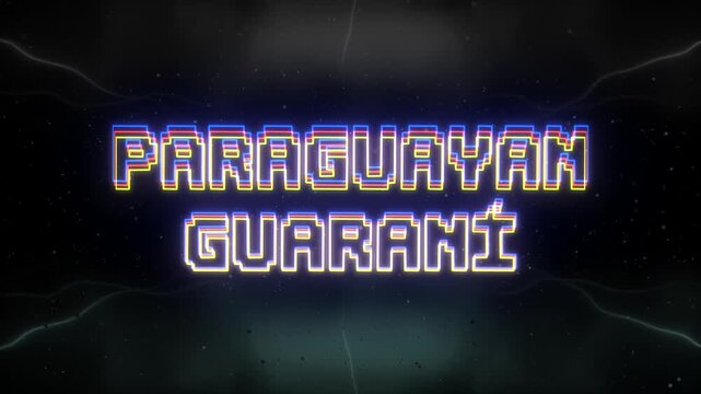Paraguayan Guaraní Neon text with retro background