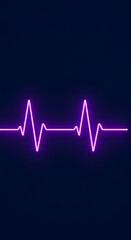 Fototapeta premium Dynamic Neon Heartbeat Pulse Line Illustrating Vitality and Life on Dark Background
