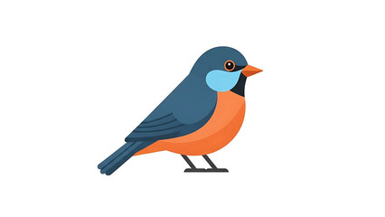 Colorful bird with blue head and orange body isolated on a transparent background