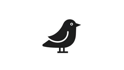 Obraz premium Minimal flat black bird with white wing isolated on a transparent background