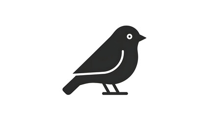 Obraz premium Minimal black bird silhouette with white details isolated on a transparent background