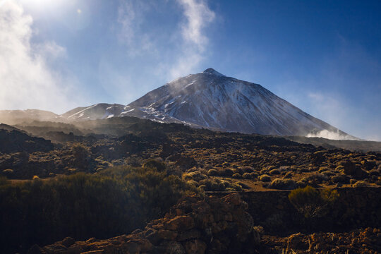 Beautiful volcanic rocks and desert in Teide National Park, Tenerife, Canarian islands, Spain