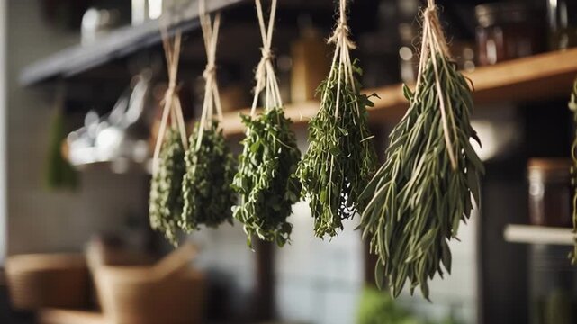 Rustic Hanging Dried Herbs Display