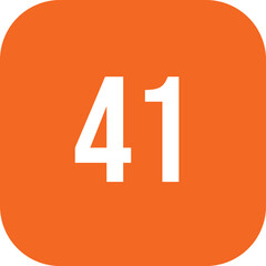 Fototapeta premium 41 Number Icon in Rounded Square, Orange Flat Vector
