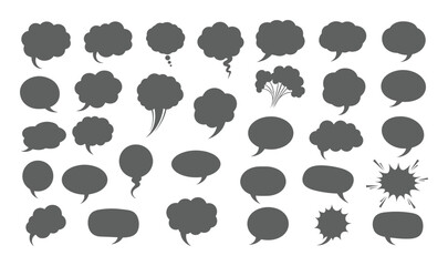 Fototapeta premium Speech and thought bubble silhouette icon set for communication concepts