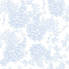 Beautiful wedding seamless pattern with flowers and leaves. Illustration