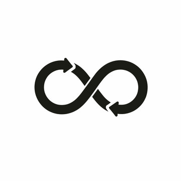 Infinity loop symbol with arrows in modern design