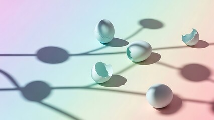 Easter monday eggs and shadows on colorful background