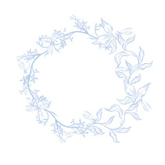 Elegant wedding wreath with flowers and leaves. Illustration