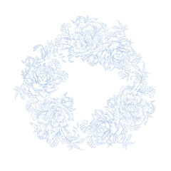 Elegant wedding wreath with flowers and leaves. Illustration
