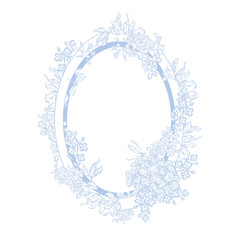 Elegant wedding wreath with flowers and leaves. Illustration