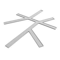 Abstract arrangement of intersecting white rectangular bars on a plain background