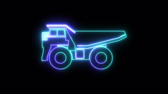 Truck neon icon 4K video animation	