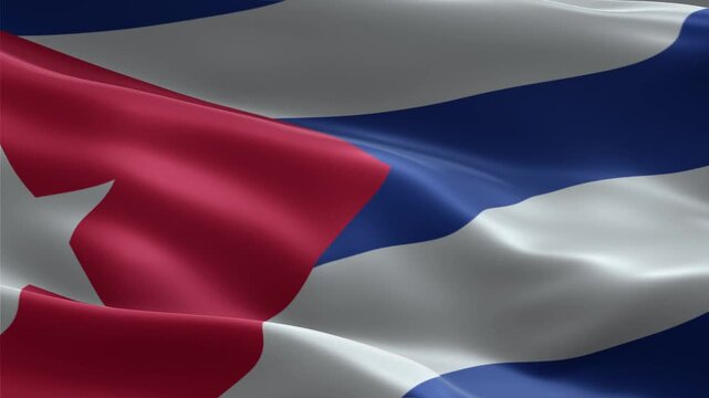 3D Cuba flag animation. Realistic waving Cuba flag.