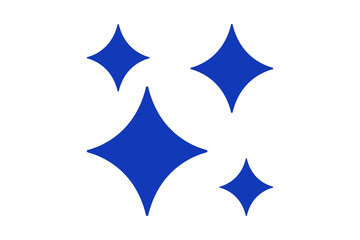 Obraz premium Dynamic Cluster of Four Dark Blue Twinkling Sparkle Stars for Backgrounds isolated on transparent background magic stardust glow celestial shining