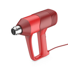 Red electric industrial heat gun on white background