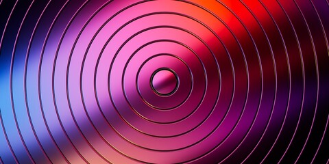 Obraz premium 3D render of an abstract minimalist geometric background with metallic texture illuminated by purple red neon light, ribbed glass wallpaper