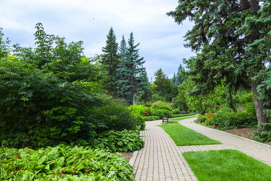 Curving Brick Path in Assiniboine Park Winnipeg