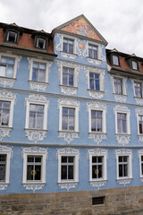Fototapeta premium Heller Haus in Bamberg, Bavaria, Germany, historic building in the UNESCO old town featuring traditional Franconian architecture and cultural heritage within the medieval European city center.