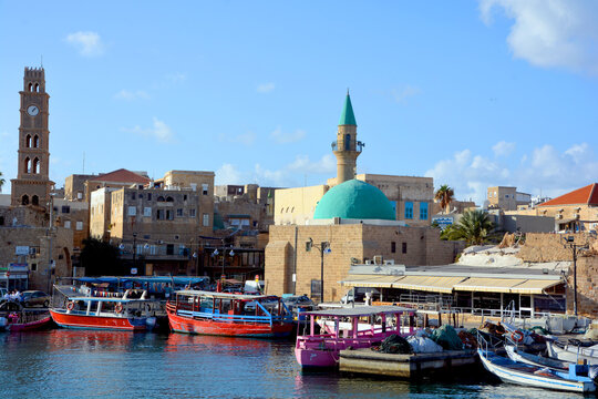 ACRE ISRAEL 01 11 16: Sinan Basha Mosque (alBahr Mosque)  in the old town of Acre, Acer-Akko Israel