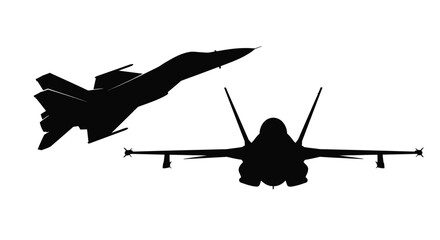 Two fighter jets in flight a striking black silhouette © MALA