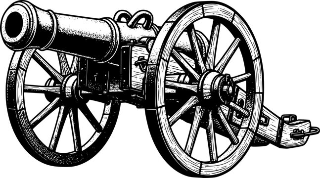 Vintage cannon vector illustration. Design element for poster, card, banner, t shirt, logo, label. Vector illustration
