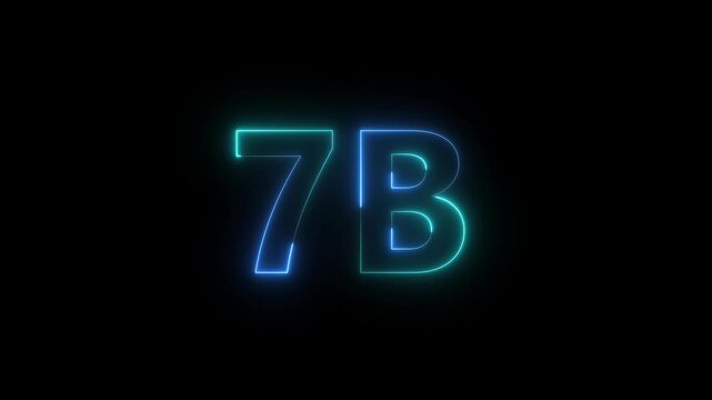 A striking digital rendering features the characters 7B illuminated with a vibrant electric blue neon glow against a stark black backdrop high quality professional detailed modern