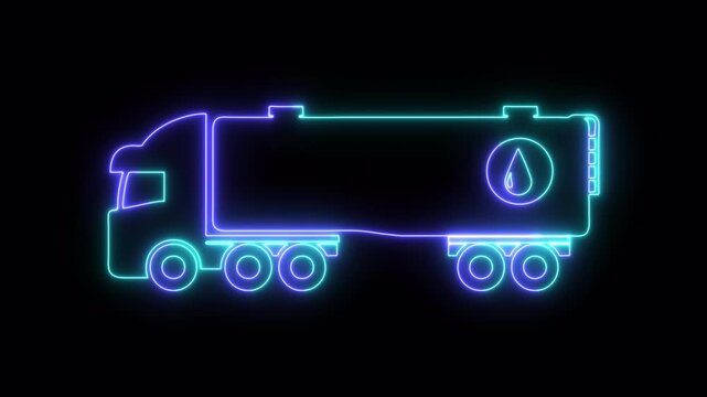 Truck neon icon 4K video animation	