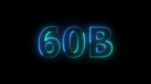 A vibrant glowing neon sign displays the bold text 60b in a striking turquoise color against a completely black background high quality professional detailed modern elegant