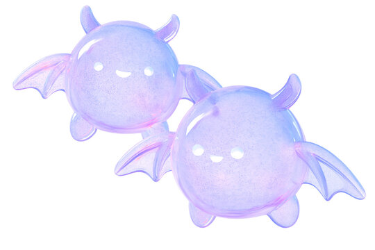Two Cute Kawaii Devil Characters with Glitter