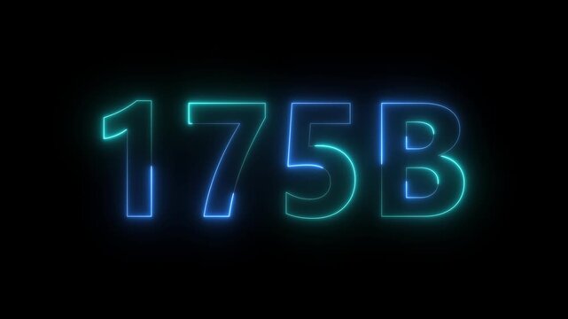 A vibrant neon display showcases the alphanumeric sequence 175b against a stark black backdrop emitting a futuristic glow high quality professional detailed modern elegant stylish clean