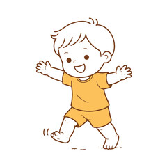 Obraz premium The child takes his first steps vector illustration on a white background Vector illustration on a white background