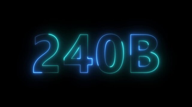 A striking digital rendering displays the numeric code 240b illuminated with vibrant electric blue neon light against a black background high quality professional detailed modern elegant stylish