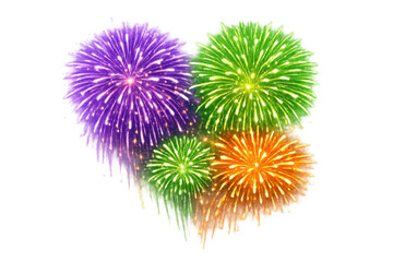 Obraz premium Colorful fireworks exploding in a heart shape, celebrating love, success, holiday, party, and festive events