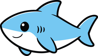 Obraz premium Friendly blue baby shark, playful cartoon vector illustration