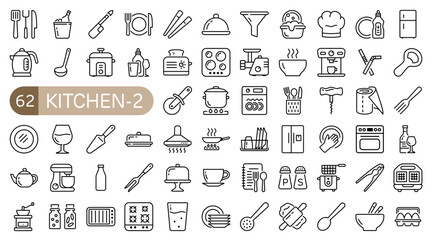 Kitchen Essentials Icon Set Outline Style (Part 2)