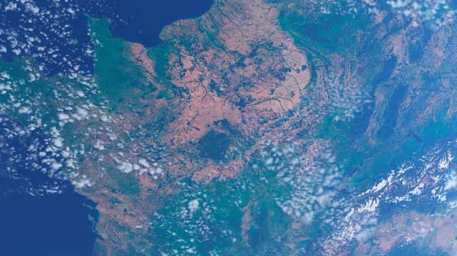 Paris and France Zoom Out. Europe From Space. Planet Earth. Globe