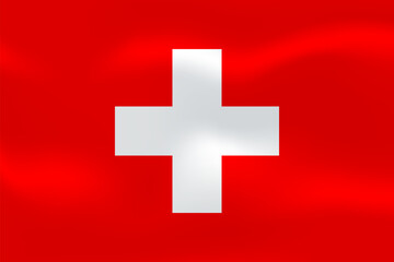 Obraz premium Switzerland flag with wavy silk effect. Vector flag symbolizing national pride, identity, heritage, patriotism and authority