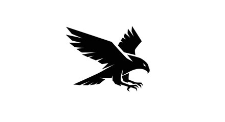 Obraz premium Soaring bird silhouette on white background