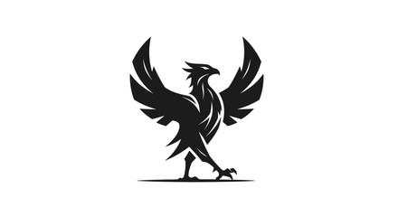 Obraz premium Soaring bird silhouette on white background