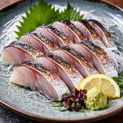 Sashimi platter with sliced fish