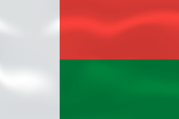 Obraz premium Madagascar flag with wavy silk effect. Vector flag symbolizing national pride, identity, heritage, patriotism and authority