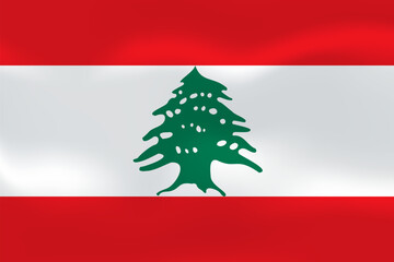 Lebanon flag with wavy silk effect. Vector flag symbolizing national pride, identity, heritage, patriotism and authority