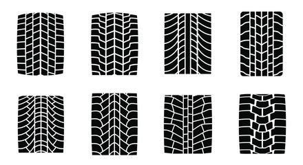 Eight tire tread patterns displayed as a striking black silhouette © Jesmin