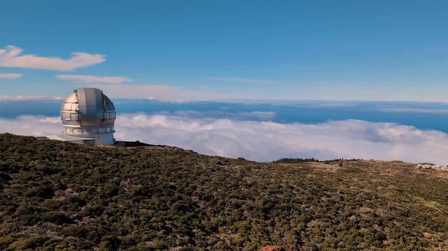 La Palma, Spain - January 11, 2026: Scenic view of the astronomical observatory near the Caldera de Taburiente National Park on La Palma island, Spain, Europe